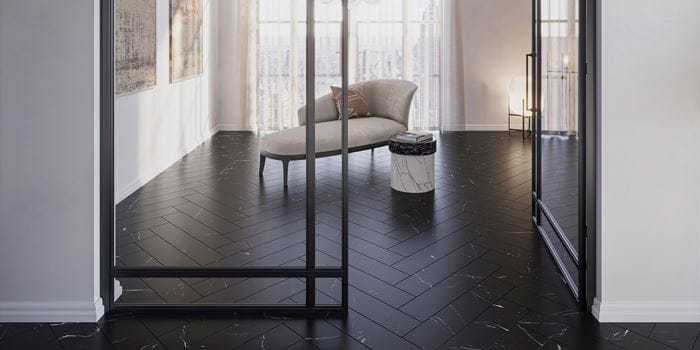 Black Marble Herringbone
