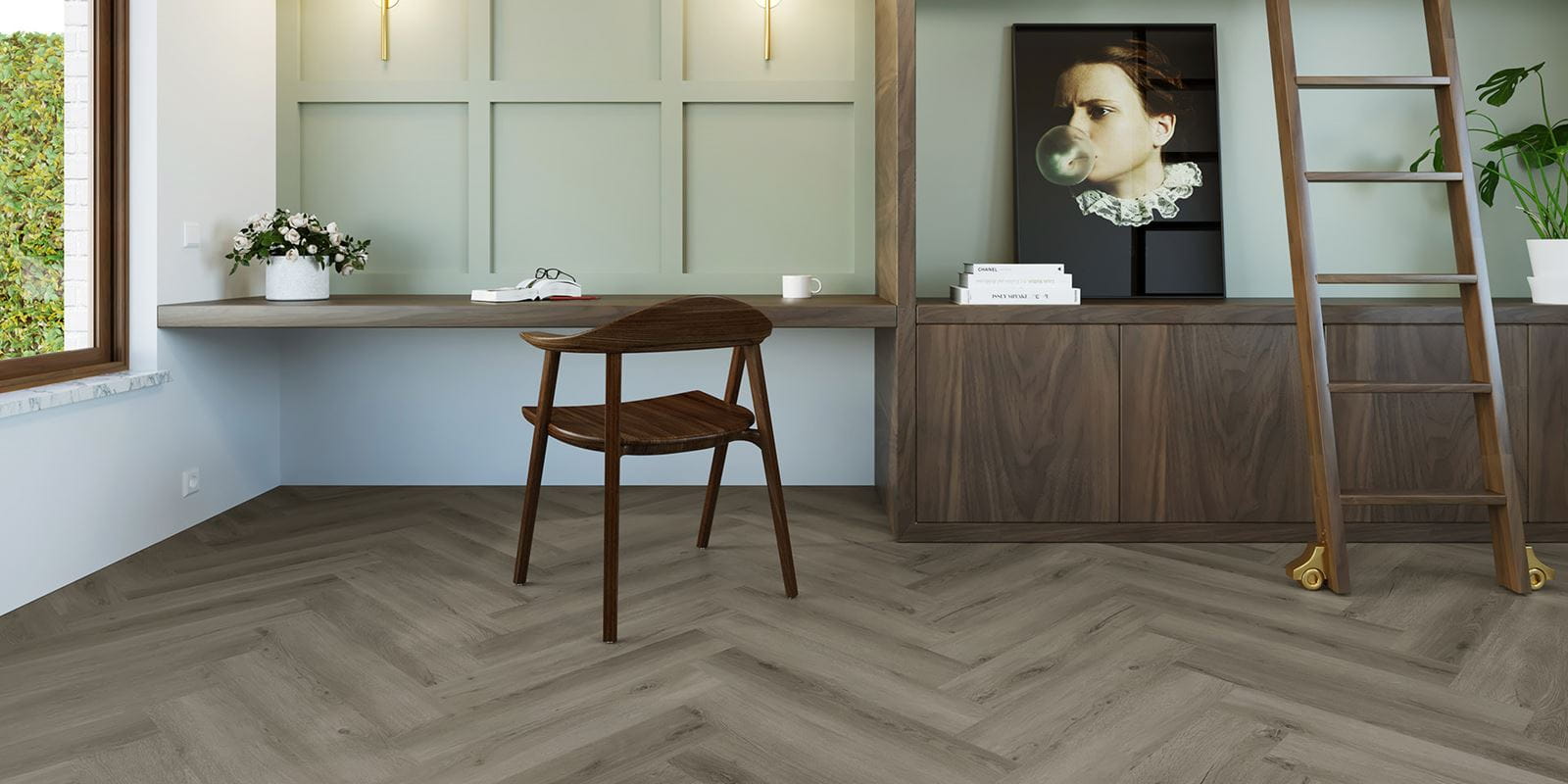 Homepage - River Oak Herringbone - Trout - Office